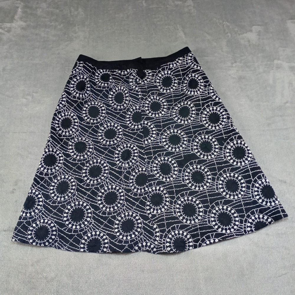 Richard Malcolm Linen Blend Skirt Bold Geometric‎ A Line Whimsical Size 8 Black
